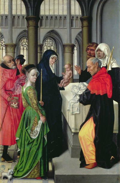Presentation in the Temple, left hand panel of a diptych by Master of the Legend of St. Catherine